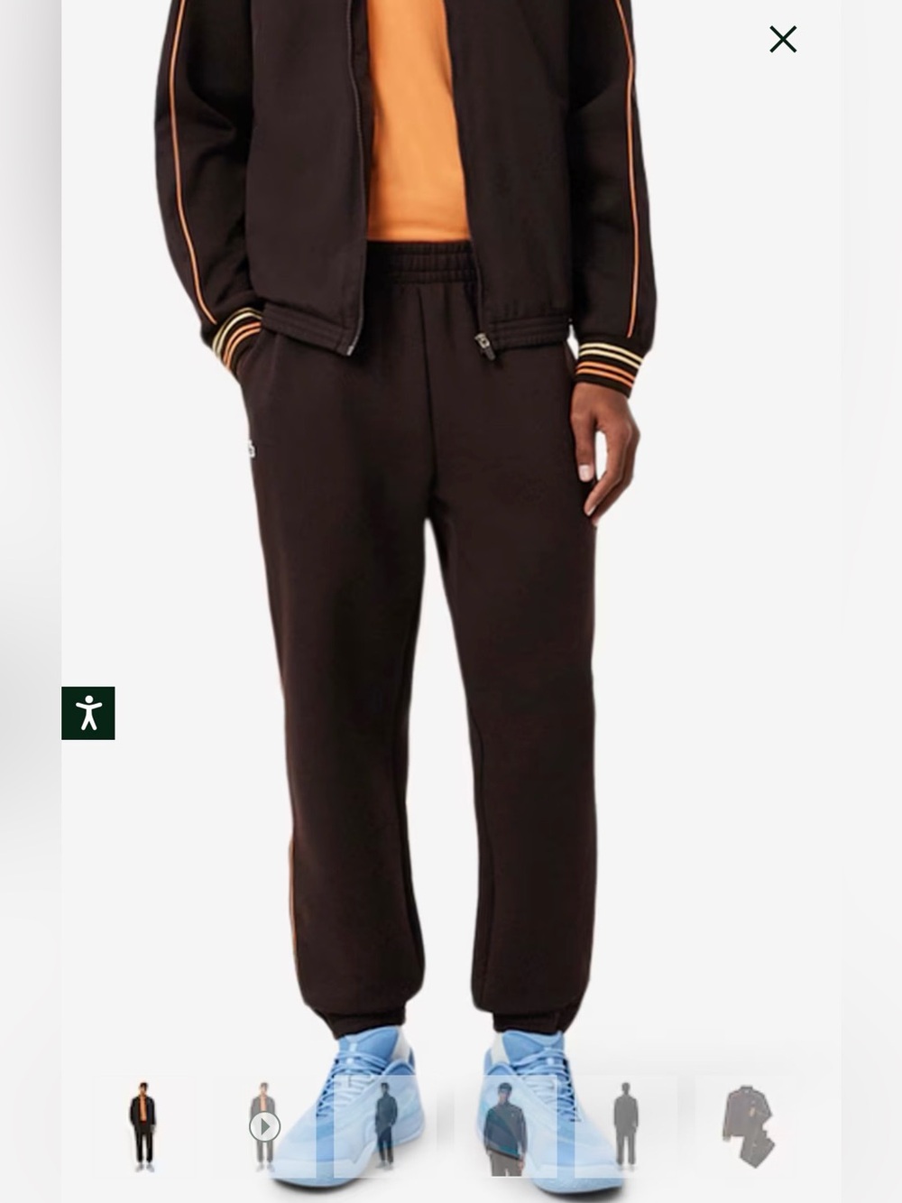 Lacoste Men's Brown Jogger Pants with Orange Accents